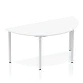 Impulse 1600mm Semi Circle Table White Top Silver Box Frame Leg BF00125 DD